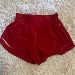 Lululemon hotty hot shorts, color red, size 4, high rise length 2.5in